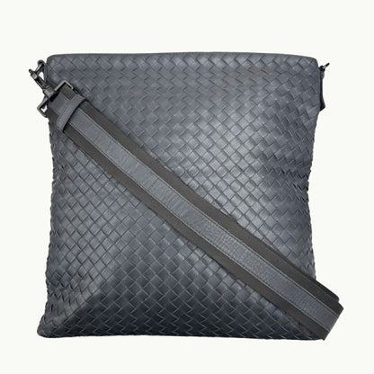Bottega Veneta Intrecciato Shoulder Bag Grey