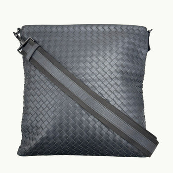 Bottega Veneta Intrecciato Shoulder Bag Grey