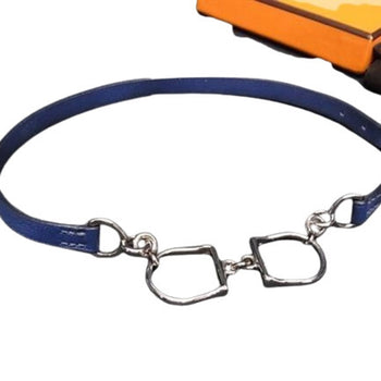 Hermes Etrier Double Tour Choker - Blue Swift Leather