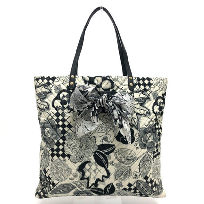 Chanel Camellia Bag Chevron Corduroy Shoulder Ribbon Handbag Tote Canvas