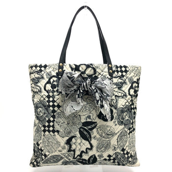 Chanel Camellia Bag Chevron Corduroy Shoulder Ribbon Handbag Tote Canvas