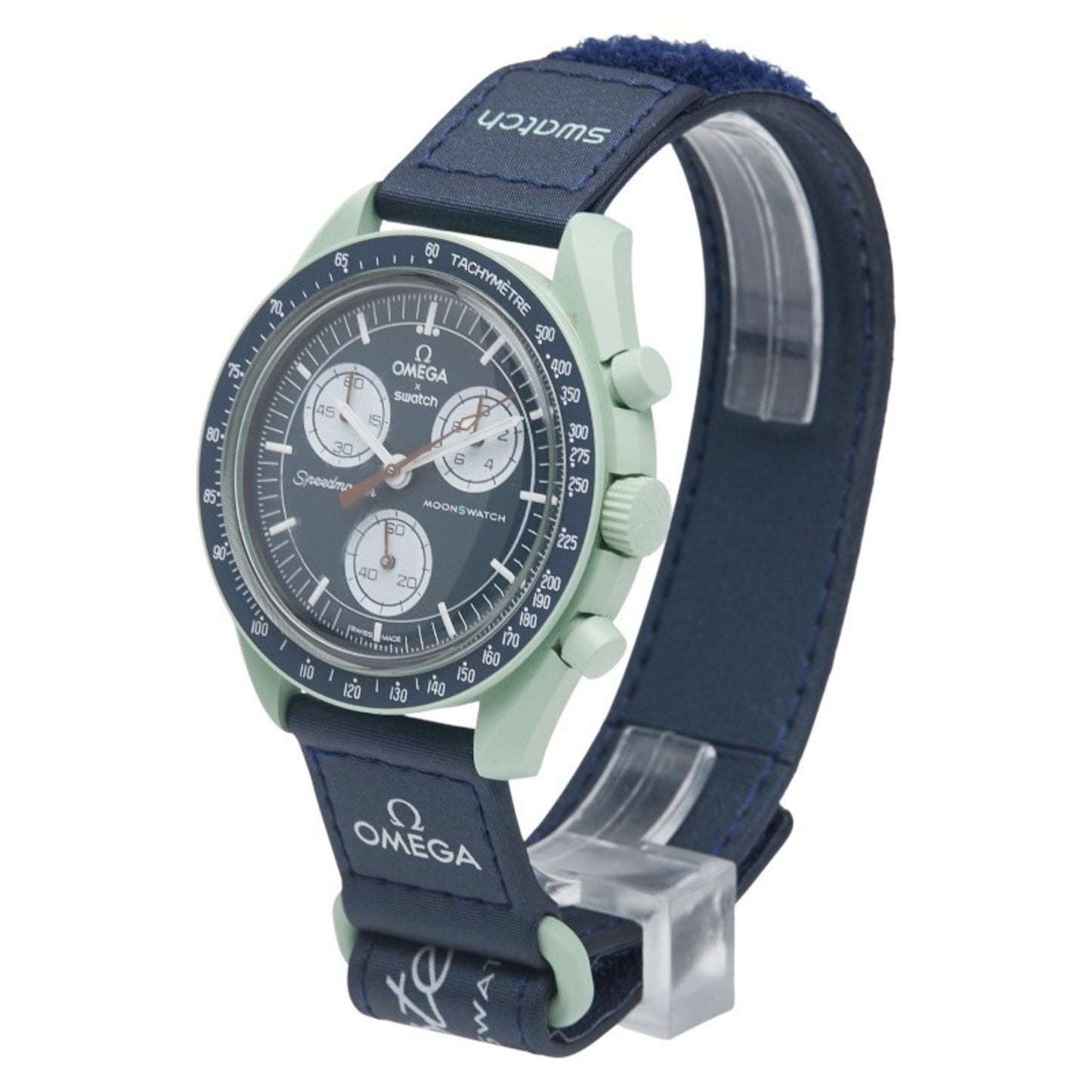 Omega X Swatch Moonswatch Mission On Earth Watch So33G100 Quartz Navy Dial Ceramic Nylon