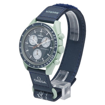 Omega X Swatch Moonswatch Mission On Earth Watch So33G100 Quartz Navy Dial Ceramic Nylon