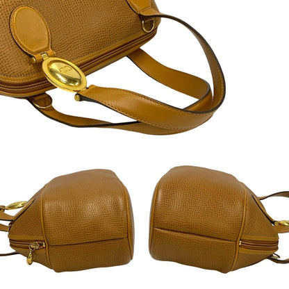 Christian Dior Cd Logo Hardware Leather Handbag/Boston Bag In Camel