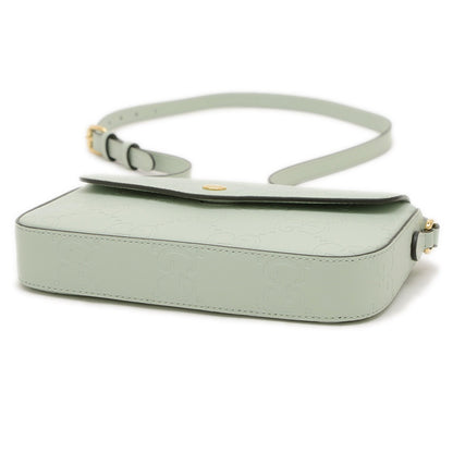 Gucci Gg Leather Super Mini Shoulder Bag Green 772794 Bp