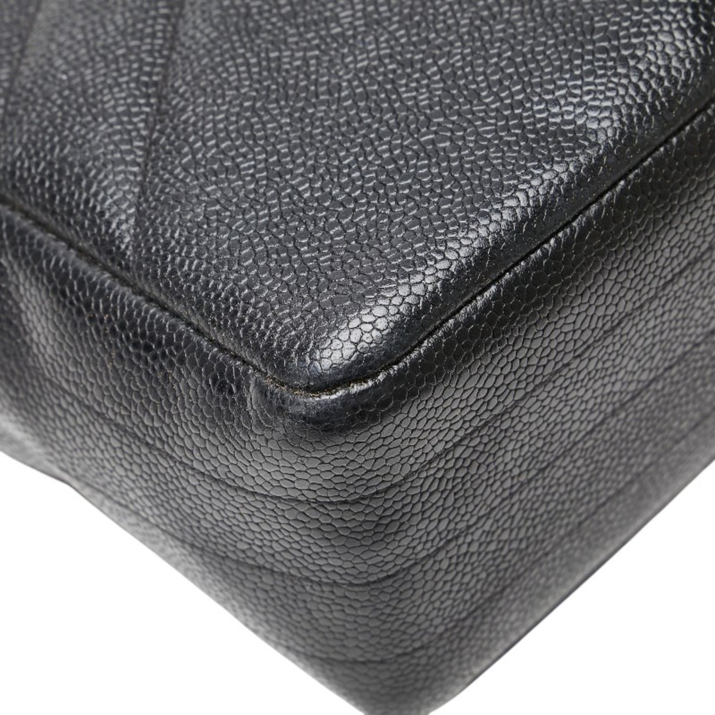 Chanel Coco Mark Bias Stitch Chain Shoulder Bag In Black Caviar Leather