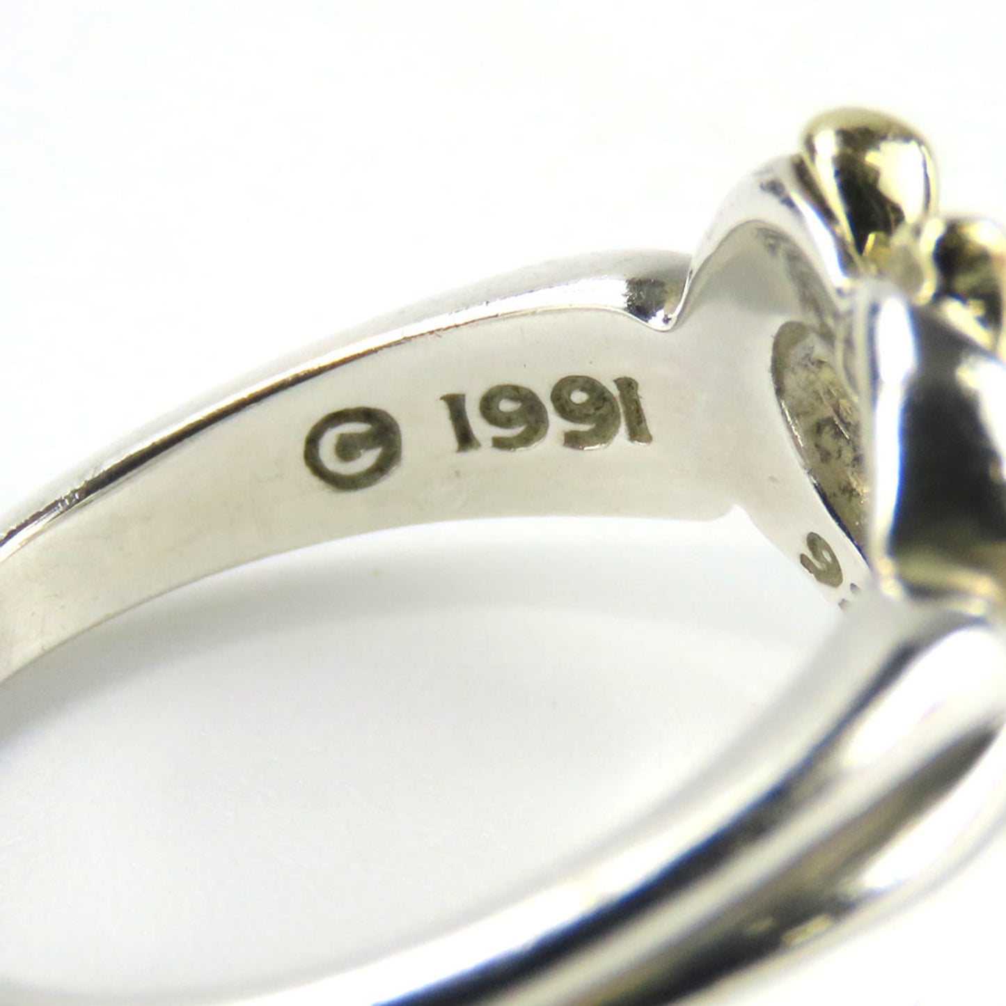 Tiffany & Co. Ring Heart Ribbon Silver 925 K18Yg Approx. 3.2G Yellow Gold #9.5