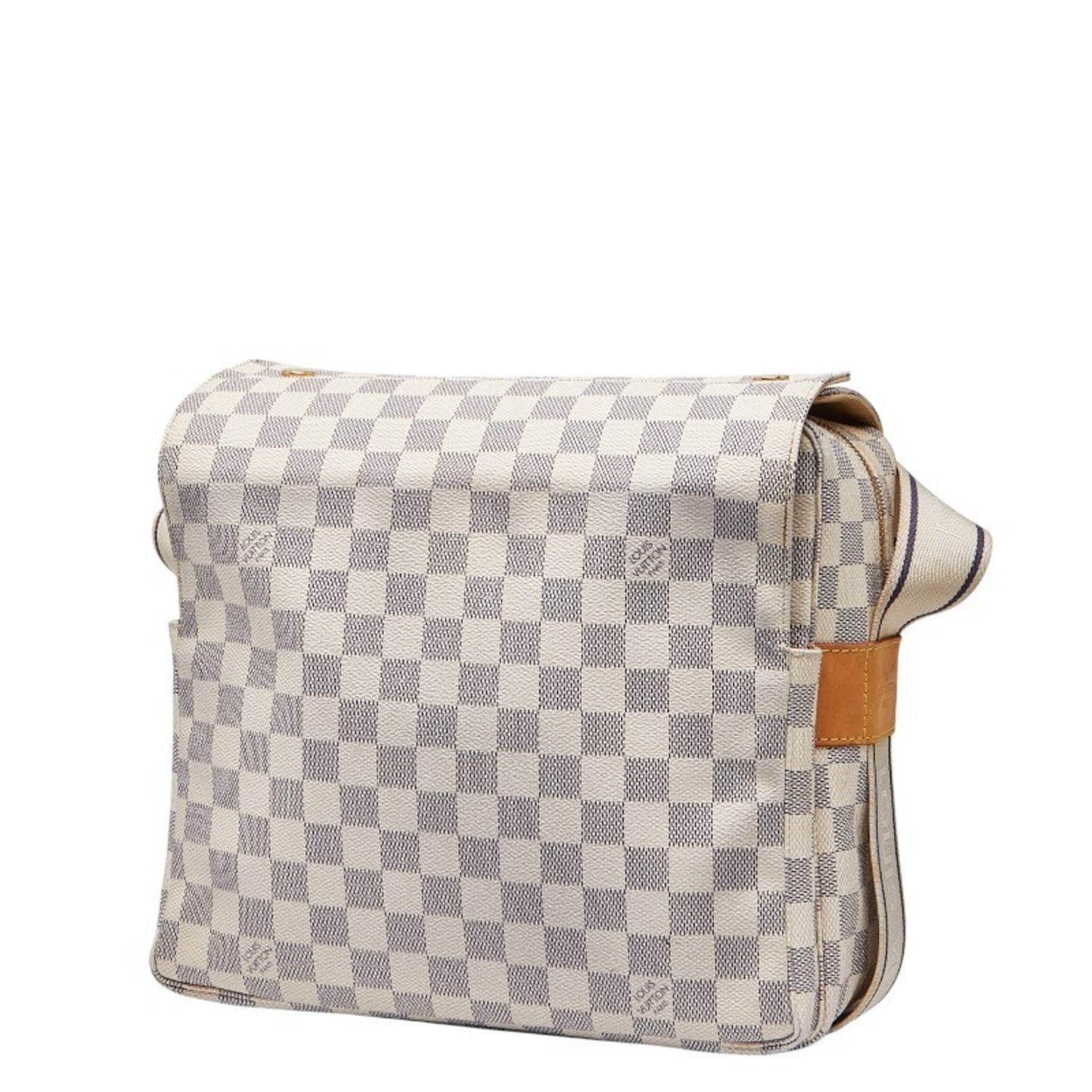 Louis Vuitton Damier Azur Naviglio Shoulder Bag N51189 White Leather