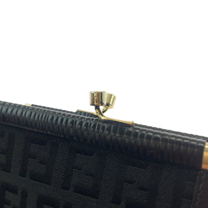 Fendi Vintage Zucca Black Gold Hardware Canvas Wallet/Coin Case Compact Wallet
