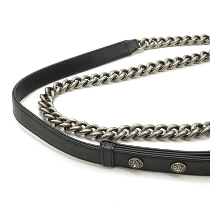 Chanel Boy Chanel Coco Mark Chain Shoulder Bag Leather Black