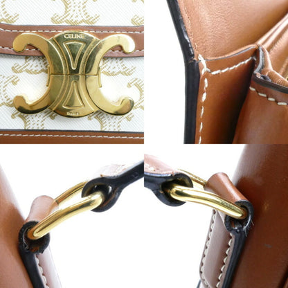 Celine Teen Triomphe Shoulder Bag White Brown 188882Bz4.01Bc
