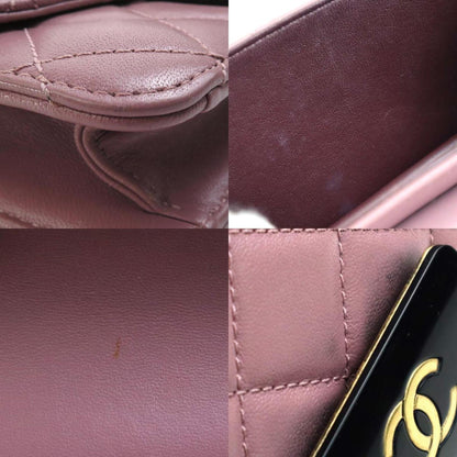 Chanel Shoulder Bag Matelasse Leather Dark Pink Gold