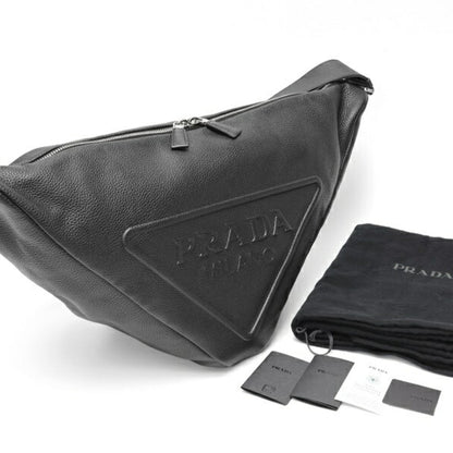 Prada Triangle Vitello Dino Leather Bag Shoulder 2Vy007 Black K-158714