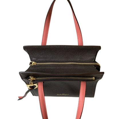Salvatore Ferragamo Amy Gancini Handbag In Dark Brown