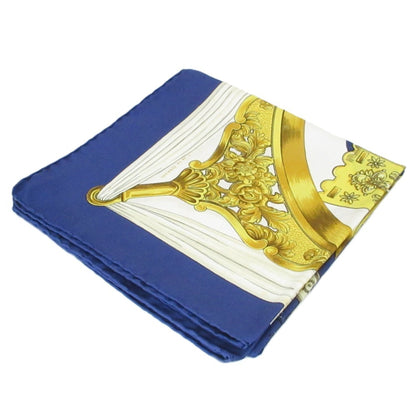 Hermes Carr 90 Etriers Stirrup Silk Scarf/Muffler Blue