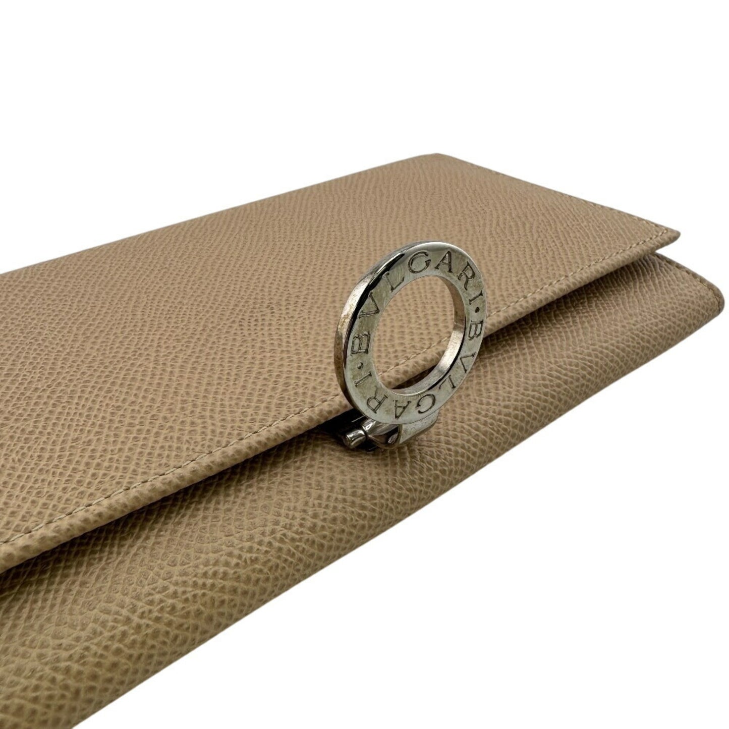 Bvlgari B.Zero1 Circle Clip Bifold Long Wallet Beige