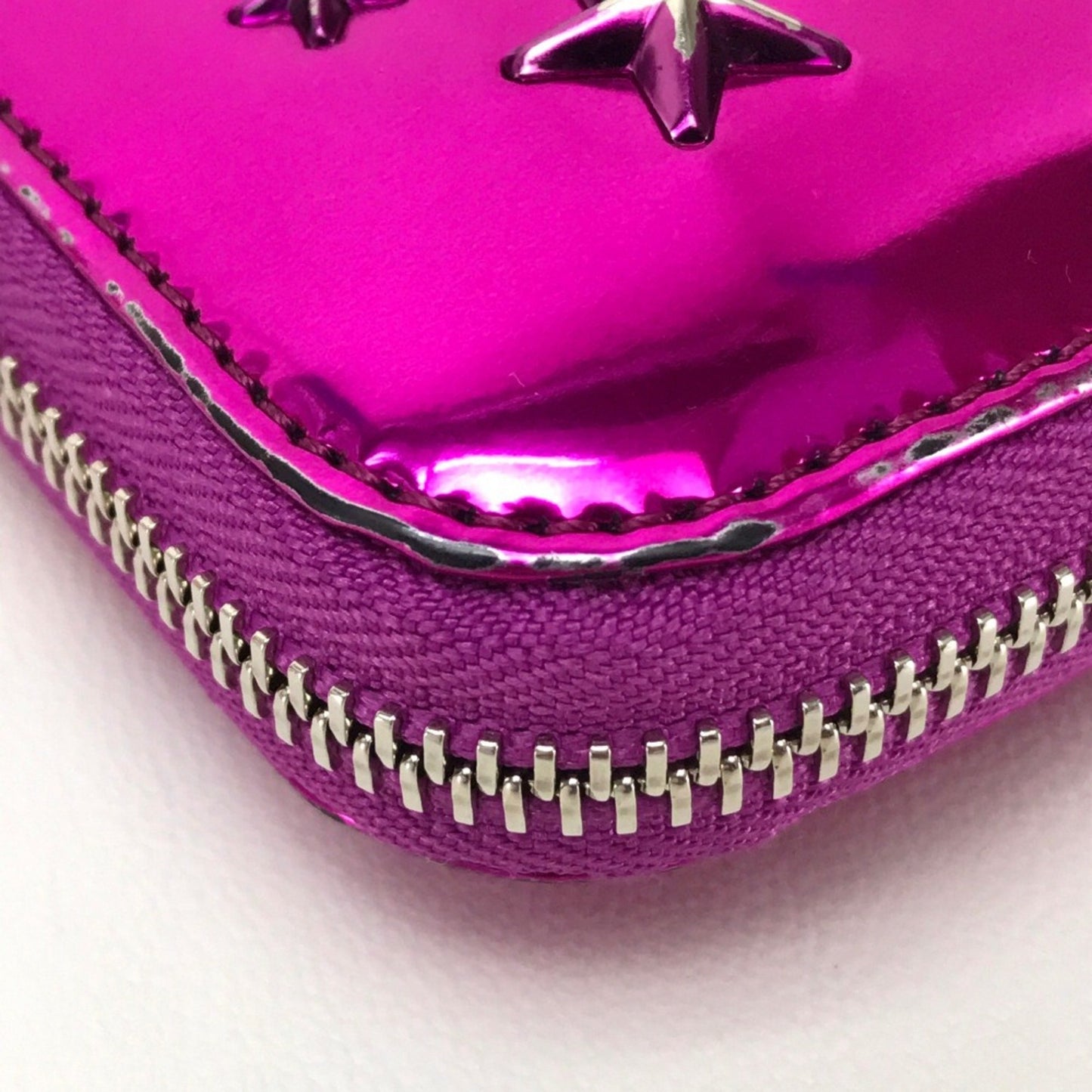 Jimmy Choo 163Filipa.Cim Zip Around Long Wallet Filipa Star Studs Long Wallet Purple Metallic Purple