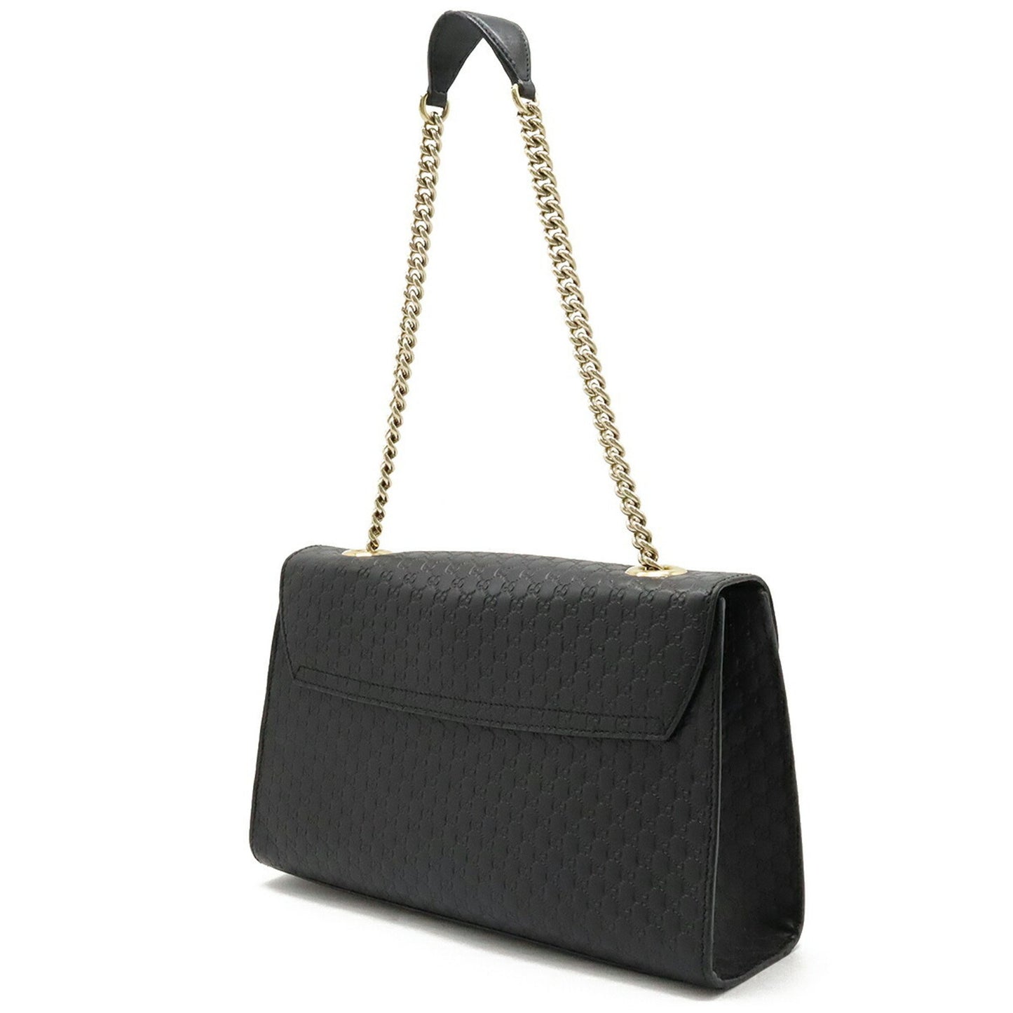 Gucci Micro Guccissima Emily Shoulder Bag Chain Tassel Leather Black 449635