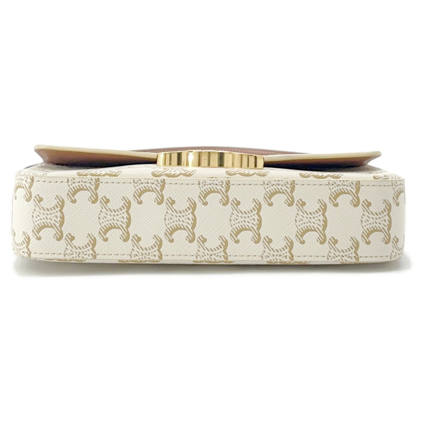 Celine Triomphe Claude Shoulder Bag 194142 Celine White