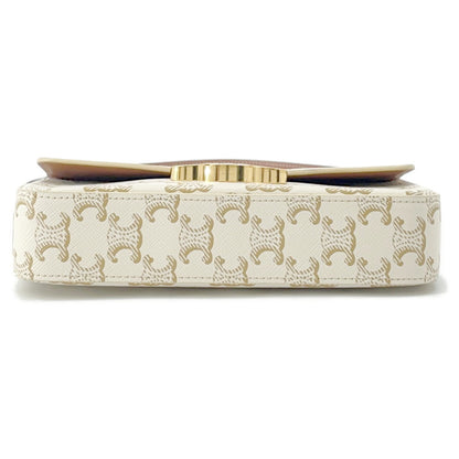 Celine Triomphe Claude Shoulder Bag 194142 Celine White