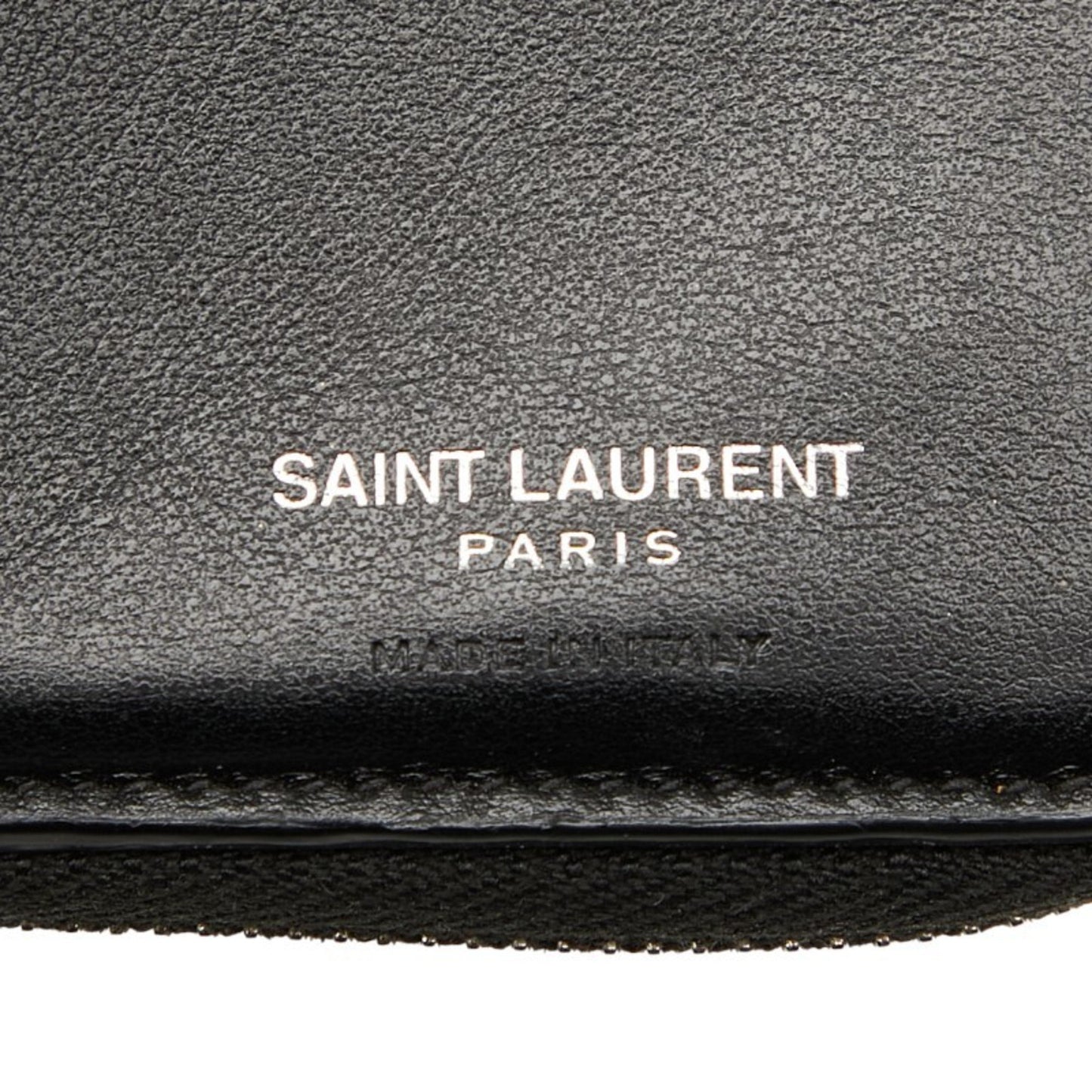 Saint Laurent Ysl Logo Crocodile Embossed Round Zipper Bifold Wallet 403964 Black Leather
