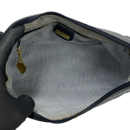Gucci Old Gucci Micro Gg Logo Hardware Leather Shoulder Bag Pochette Sacoche Navy 04048