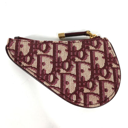 Christian Dior Oblique Wallet Coin Compartment Coin Purse Wine-Red