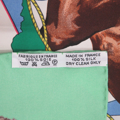 Herms Carr 90 Feria De Sevilla Seville Holidays Silk Green Scarf Muffler 0119 Hermes