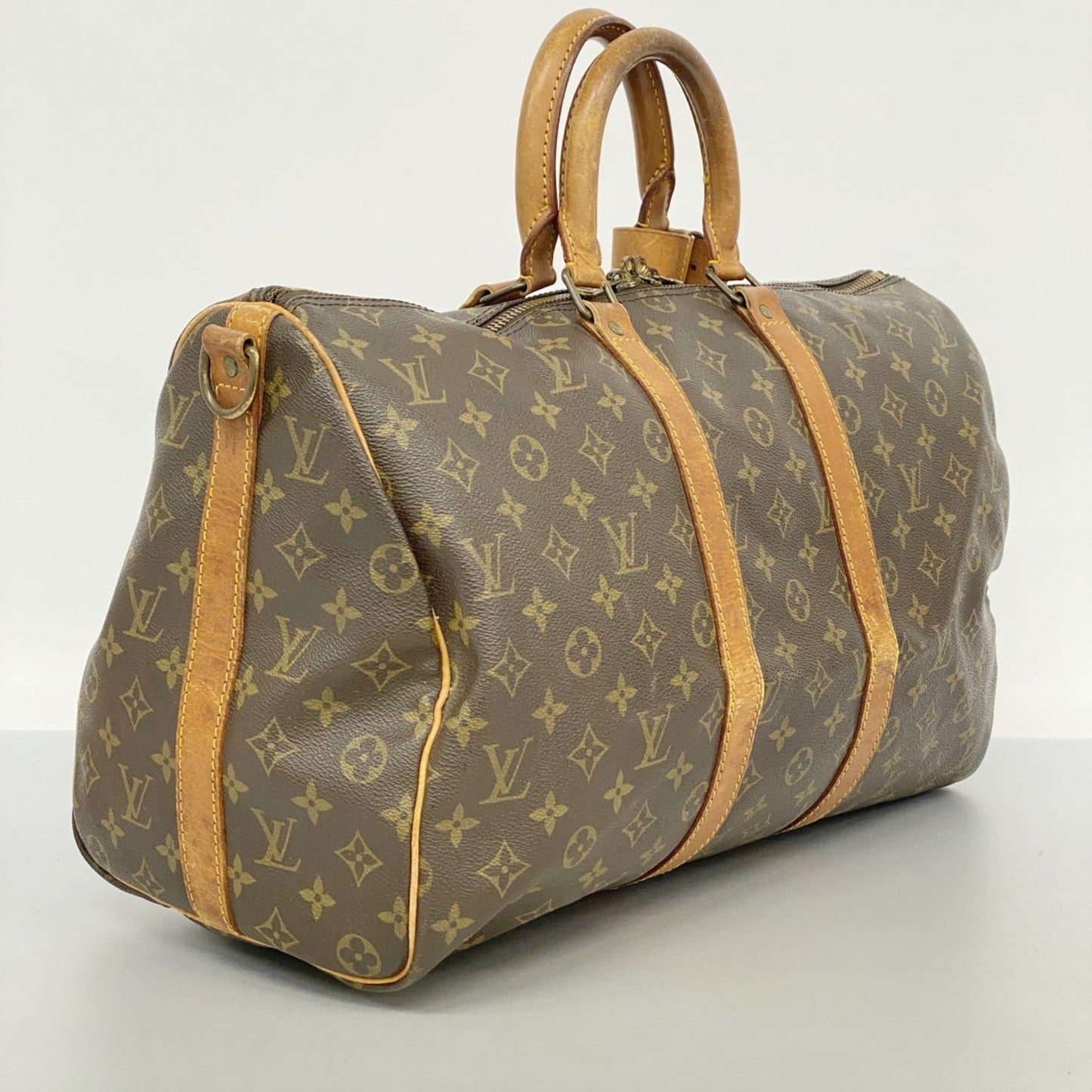 Louis Vuitton Monogram Keepall Bandouliere 45 Boston Bag M41418 Brown