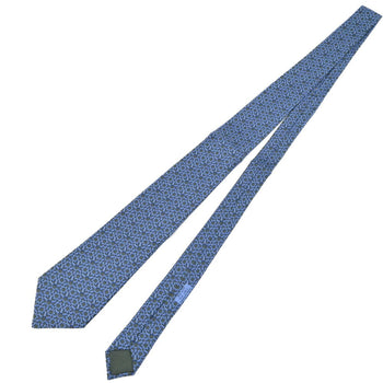 Hermes Hermes Tie Pattern 100% Silk Light Blue Green