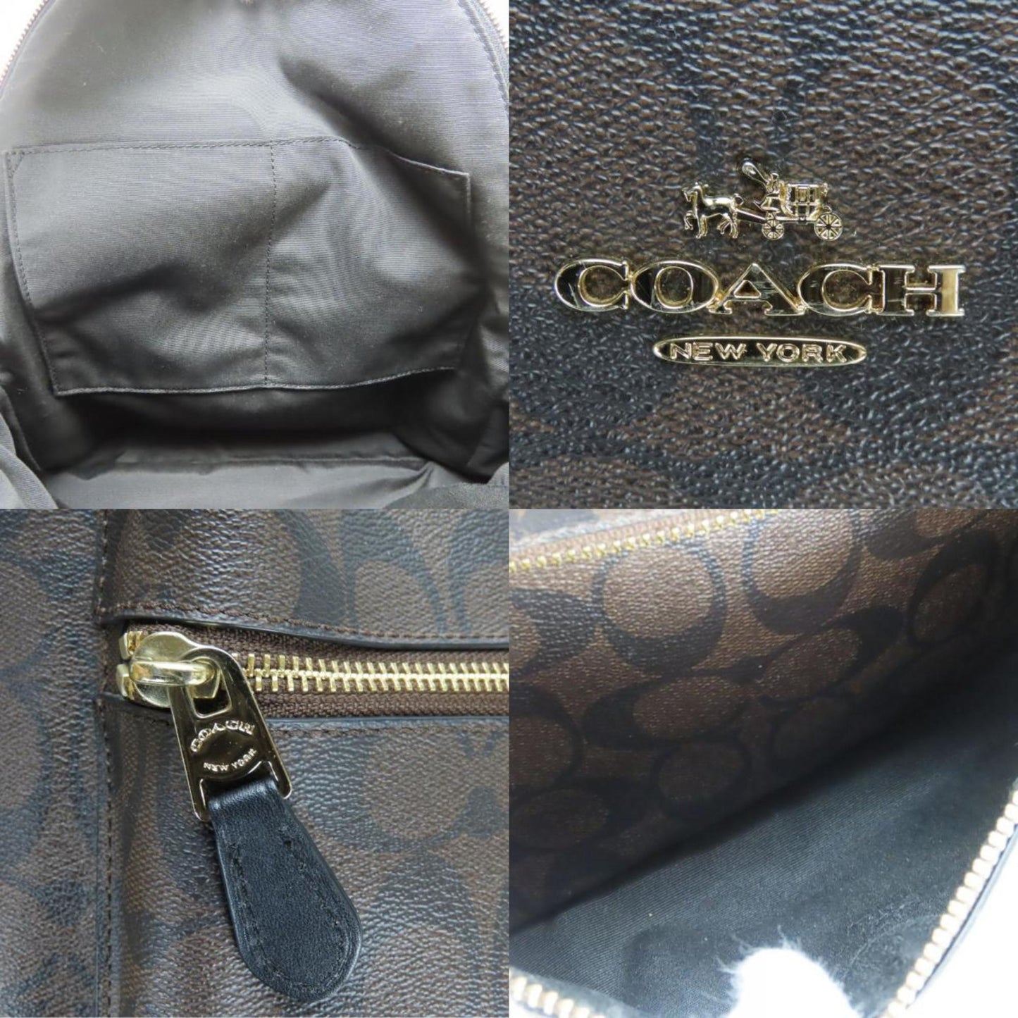 Coach Backpack/Daypack F58314 Signature Leather Dark Brown Black