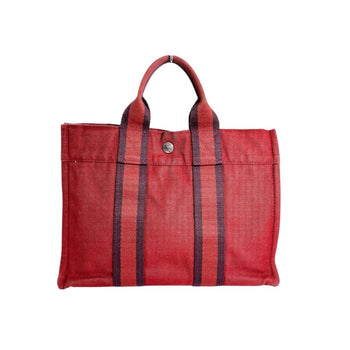 Hermes Herms Foul Tote Pm Canvas Handbag In Red