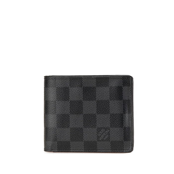 Louis Vuitton Damier Graphite Portefeuille Marco Nm Bi-Fold Wallet N63336 Black Pvc