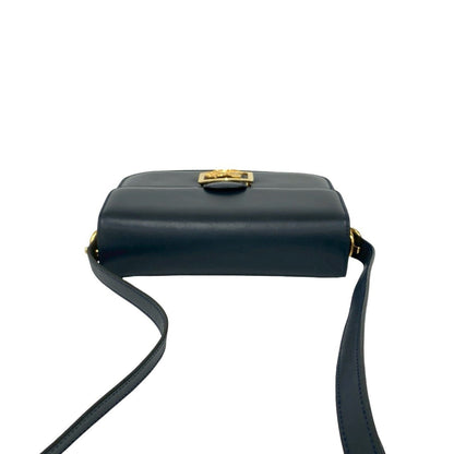 Celine Logo Horse-Drawn Carriage Calf Leather Shoulder Bag/Pochette/Sacoche In Navy 19090