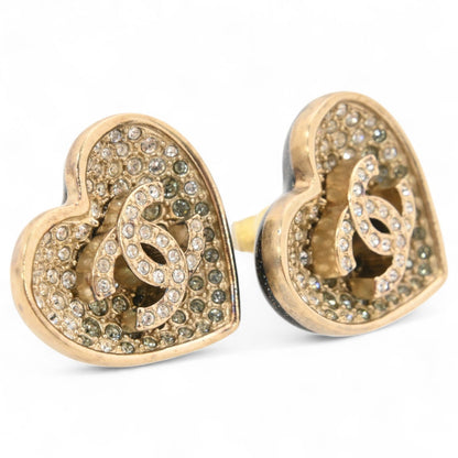 Chanel Coco Mark Earrings In Black Gold