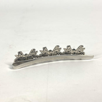 Miu Miu 5Jf031 Ribbon Rhinestone Hair Barrette Hairpin Metal