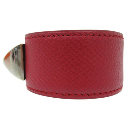 Hermes Medor Bangle Leather Metal Red D Stamp 0564Hermes