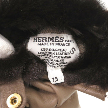 Like New Hermes Cashmere Lambskin Size 7.5 Brown Gloves 1415Hermes