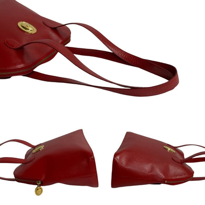 Christian Dior Cd Logo Hardware Leather Semi-Shoulder Bag/Mini Tote Bag In Red 60294