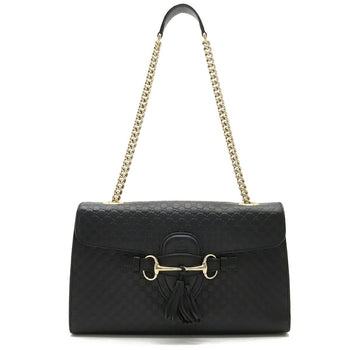 Gucci Micro Guccissima Emily Shoulder Bag Chain Tassel Leather Black 449635