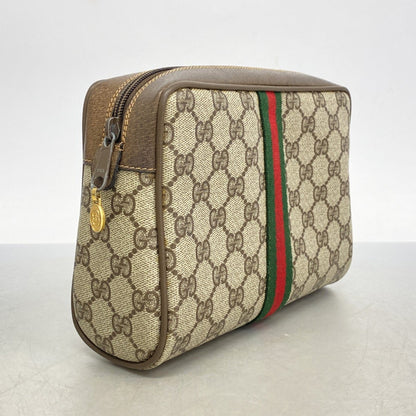 Gucci Gg Supreme Sherry Line Clutch Bag 63 01 012 Brown
