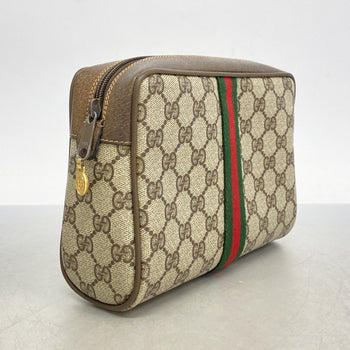 Gucci Gg Supreme Sherry Line Clutch Bag 63 01 012 Brown