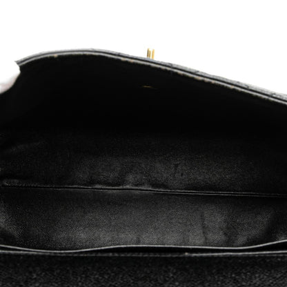 Chanel Matelasse Coco Mark Handbag In Black Caviar Skin
