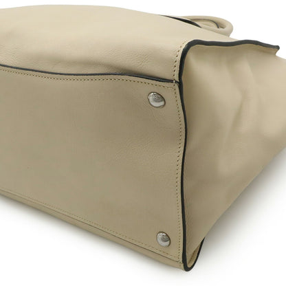 Prada Prada Triangle Handbag Tote Bag Shoulder Leather Light Beige Bn2619