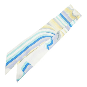 Hermes Twilly Brides De Gala Shadow Scarf Muffler White Multicolor Silk