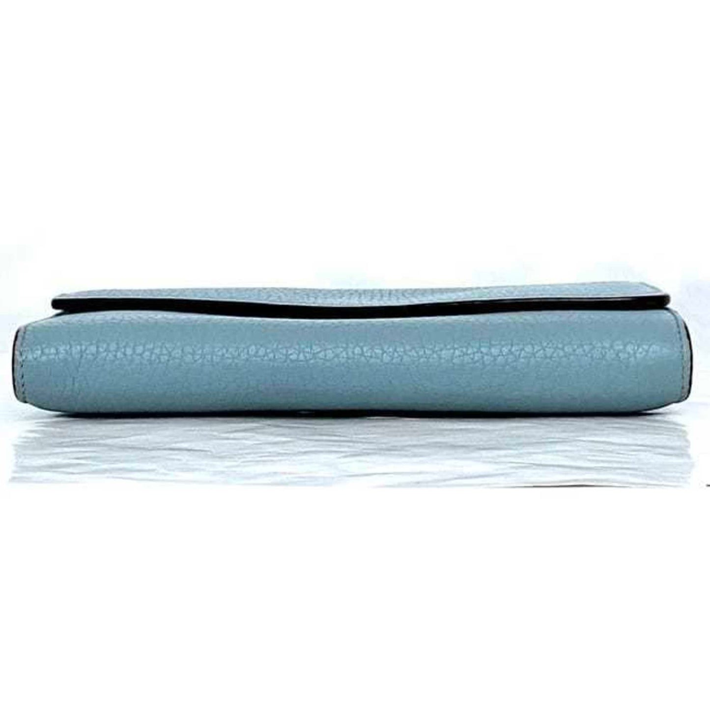 Christian Dior Bi-Fold Long Wallet Ec-22659 Light Blue Diorissimo Rencontre Leather 03-Ma-0146 Flap