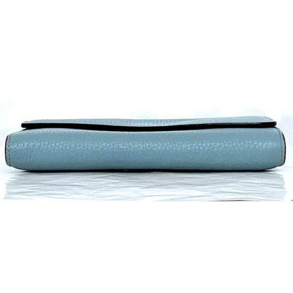 Christian Dior Bi-Fold Long Wallet Ec-22659 Light Blue Diorissimo Rencontre Leather 03-Ma-0146 Flap