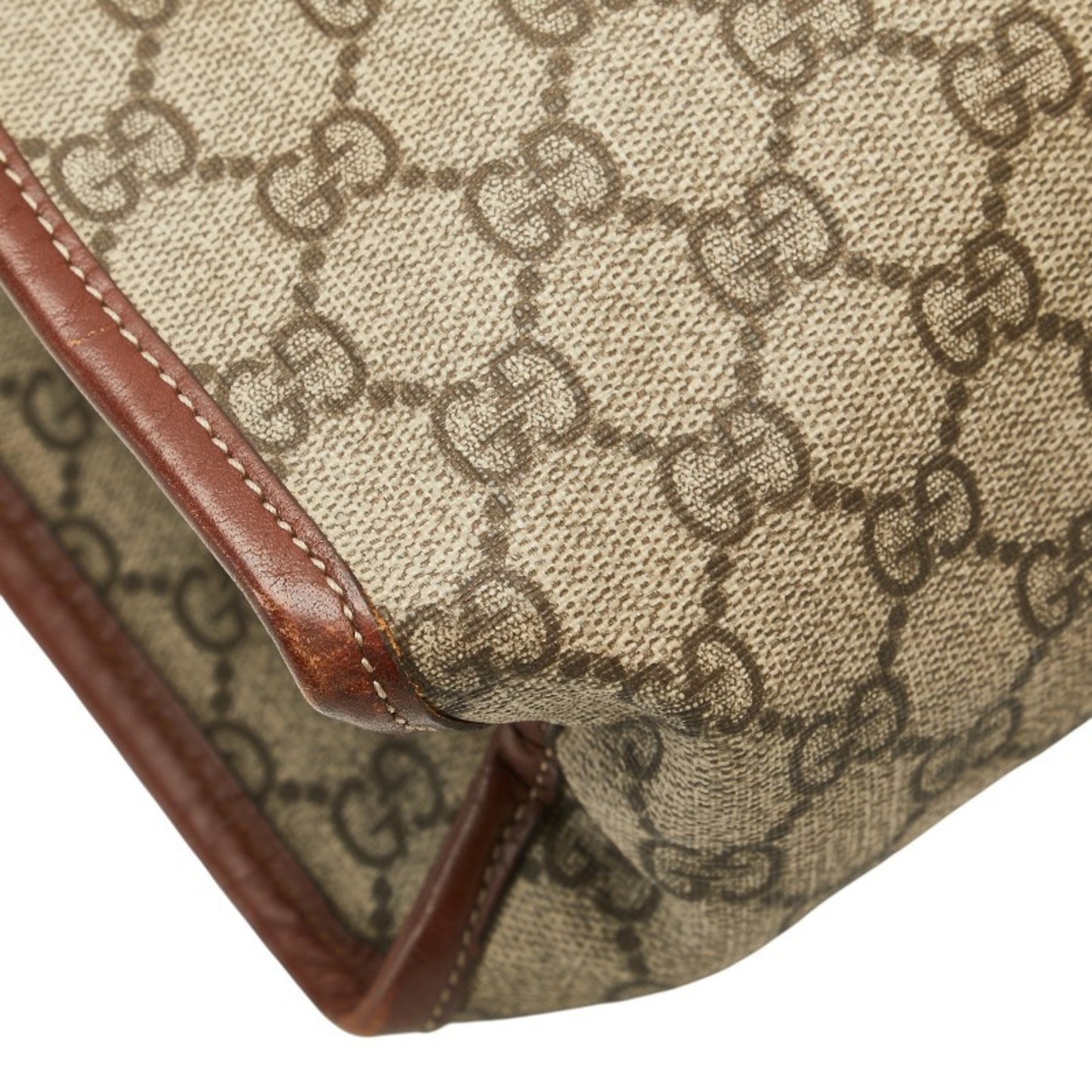 Gucci Gg Supreme Tote Bag 211135 Beige Brown Leather