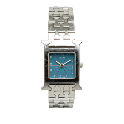 Hermes H Watch Wristwatch Hh1.210 Quartz Blue Dial Stainless Steel