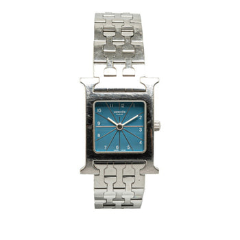 Hermes H Watch Wristwatch Hh1.210 Quartz Blue Dial Stainless Steel